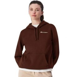 Bluza Z Logo Na Klatce Piersiowej Dla Pań I Panów. Brązowe bluzy damskie Champion, l, bez wzorów, z bawełny, bez ramiączek, z kapturem. Za 392.99 zł.