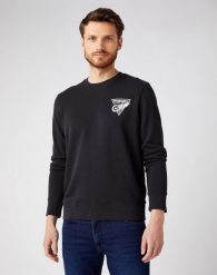 WRANGLER CHEST PRINT CREW BLACK W6F5HA100 112141478. Czarne bluzy męskie Wrangler, s, bez wzorów, bez ramiączek, bez kaptura. Za 119.99 zł.