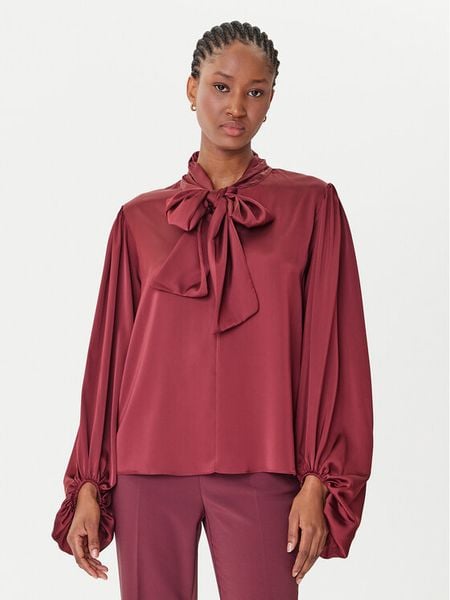 Rinascimento Bluzka CFC0126202003 Bordowy Loose Fit. Czerwone bluzki damskie Rinascimento, xs, bez wzorów, z syntetyku, bez kołnierzyka, bez ramiączek. Za 229.99 zł.