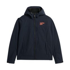Kurtka z kapturem Superdry Soft Shell. Niebieskie kurtki męskie Superdry, m, bez wzorów, z softshellu, z kapturem. W wyprzedaży za 440.15 zł.