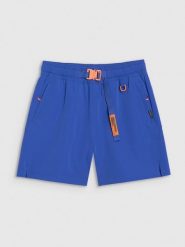 4F Spodenki casual damskie - niebieskie XL. Niebieskie szorty damskie 4F, bez wzorów, z dresówki, casualowe. W wyprzedaży za 79.99 zł.