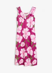 Sukienka z dżerseju. Czerwone sukienki damskie bonprix, bez wzorów, z dżerseju, bez kołnierzyka, bez ramiączek, midi. Za 124.99 zł.