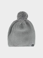 4F Czapka zimowa z pomponem męska - szara L. Szare czapki męskie 4F, na zimę, bez wzorów, z materiału. W wyprzedaży za 39.99 zł.