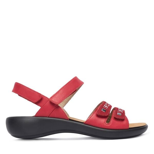 Sandały Josef Seibel. Czerwone sandały damskie Josef Seibel, bez wzorów, bez obcasa, na płaskiej podeszwie, bez zapięcia. Za 269.99 zł.