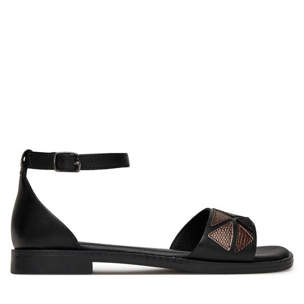 Sandały Lasocki. Czarne sandały damskie Lasocki, bez wzorów, bez obcasa, na płaskiej podeszwie, bez zapięcia. Za 159.99 zł.