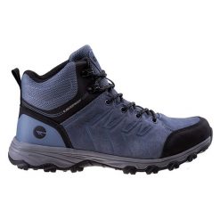 Buty trekkingowe męskie Hi-Tec Helone Mid Wp - niebieskie, Rozmiar buta 42. Niebieskie trekkingi męskie Hi-tec, z gumy, bez zapięcia. Za 239.99 zł.