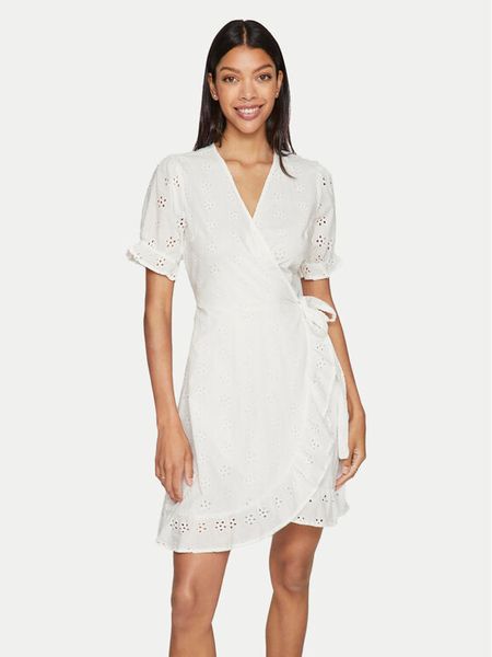 Vila Sukienka letnia Sula 14089419 Biały Regular Fit. Białe sukienki damskie Vila, na lato, bez wzorów, z bawełny, bez kołnierzyka, bez ramiączek. Za 169.99 zł.