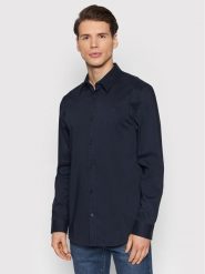 Guess Koszula Sunset M1YH20 W7ZK1 Granatowy Slim Fit. Niebieskie koszule męskie Guess, m, z aplikacjami, z bawełny, biznesowe, bez kołnierzyka, bez ramiączek. Za 295.00 zł.