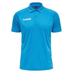 Polo Hummel Promo. Niebieskie koszulki sportowe męskie Hummel, m, bez wzorów, z tkaniny, bez ramiączek. Za 137.50 zł.