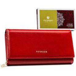 Portfel skórzany Peterson PTN 42106-SGN czerwony. Czerwone portfele damskie Peterson, ze skóry. Za 127.99 zł.