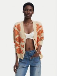 Desigual Kardigan Carter 25WWJF22 Beżowy Relaxed Fit. Brązowe kardigany damskie Desigual, xl, bez wzorów, z syntetyku, bez kołnierzyka. Za 509.99 zł.