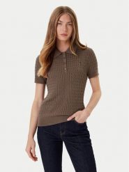 Tommy Hilfiger Sweter Fine WW0WW41474 Brązowy Regular Fit. Brązowe swetry nierozpinane damskie Tommy Hilfiger, xl, bez wzorów, z bawełny, bez kołnierzyka, bez ramiączek. Za 389.99 zł.