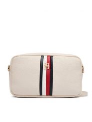 Tommy Hilfiger Torebka Th Corp Ess Camera Bag AW0AW19333 Kremowy. Białe listonoszki damskie Tommy Hilfiger, bez wzorów, ze skóry, bez dodatków. Za 449.99 zł.