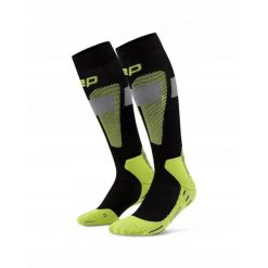 Męskie sportowe podkolanówki kompresyjne na zimę z wełną merino CEP. Czarne skarpety męskie CEP, bez wzorów, z elastanu. Za 199.00 zł.