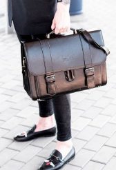 Torba teczka męska SOLIER S28 Preston czarna. Czarne torby na ramię męskie Solier, z jeansu, do ręki. Za 239.99 zł.