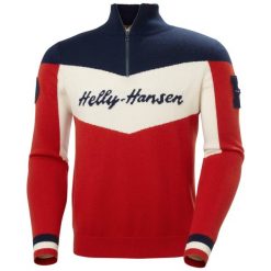 Sweter 1/4 zip Helly Hansen Apres. Czerwone swetry męskie Helly Hansen, na zimę, bez wzorów, retro, bez kołnierzyka, bez ramiączek. Za 773.00 zł.