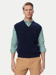 Tommy Hilfiger Sweter MW0MW43244 Granatowy Regular Fit. Niebieskie swetry męskie Tommy Hilfiger, m, bez wzorów, z bawełny, bez kołnierzyka, bez ramiączek. Za 569.99 zł.