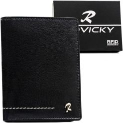 Portfel męski Rovicky N890-CMC czarny. Czarne portfele męskie ROVICKY, bez wzorów, ze skóry. Za 64.00 zł.