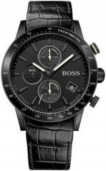 Zegarek Hugo Boss Zegarek Męski Hugo Boss Rafale 1513389 Black (44 mm). Czarne zegarki męskie Hugo Boss, bez wzorów. Za 346.99 zł.