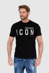 DSQUARED2 Czarny t-shirt męski ze srebrnym błyszczącym logo icon. Czarne t-shirty męskie Dsquared2, l, bez wzorów, bez kołnierzyka, bez ramiączek. W wyprzedaży za 699.99 zł.