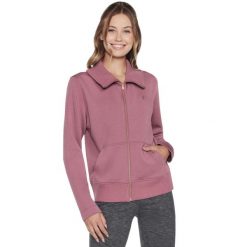 Bluza dresowa sportowa damska Hoodless Hoodie Skechcloud Jacket. Czarne bluzy damskie Skechers, l, bez wzorów, z dresówki, sportowe, bez ramiączek, bez kaptura. Za 299.99 zł.
