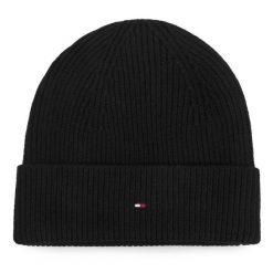 Czapka Tommy Hilfiger. Czarne czapki damskie Tommy Hilfiger, na zimę, bez wzorów. Za 189.99 zł.