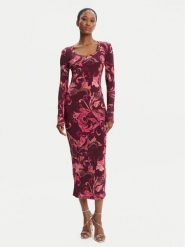 Versace Jeans Couture Sukienka codzienna 79HAO920 JS500 Bordowy Slim Fit. Czerwone sukienki damskie Versace Jeans Couture, na co dzień, bez wzorów, z jeansu, bez kołnierzyka, bez ramiączek, proste. Za 999.99 zł.