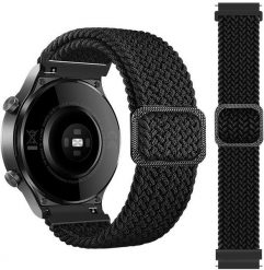 Pleciony pasek do zegarka / smartwatch 20mm, BLACK / CZARNY. Czarne zegarki smartwatch Rubicon, bez wzorów. Za 20.47 zł.