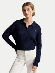 Polo Ralph Lauren Kardigan 211B30509002 Granatowy Straight Fit. Niebieskie kardigany damskie Polo Ralph Lauren, l, bez wzorów, z bawełny, bez kołnierzyka. Za 1,199.00 zł.