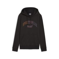 Damska bluza z kapturem ESS+ LOGO LAB PUMA Black. Czarne bluzy damskie Puma, xs, bez wzorów, sportowe, bez ramiączek, z kapturem. Za 193.00 zł.