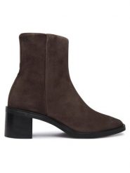 Calvin Klein Botki HW0HW02592 Brązowy. Brązowe botki damskie Calvin Klein, bez wzorów, ze skóry, bez obcasa, na słupku, bez zapięcia. Za 679.99 zł.