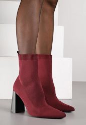Bordowe Botki Vices na Obcasie o Geometrycznym Kształcie z Elastyczną Cholewką Falurea. Czerwone botki damskie Born2be, bez wzorów, z jeansu, klasyczne, bez obcasa, na obcasie, bez zapięcia. Za 79.99 zł.