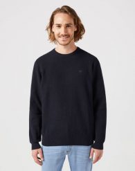 WRAGLER CREWNECK SWEATER MĘSKI SWETER CIEPŁY ELEGANCKI BLACK 112350515 W8F0011936. Czarne swetry męskie Wrangler, l, bez wzorów, eleganckie, bez kołnierzyka, bez ramiączek. Za 179.99 zł.