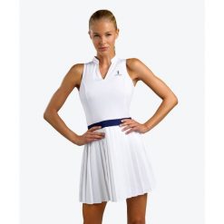 Sukienka tenisowa damska elegancka. Białe sukienki damskie NORDICDOTS, xs, bez wzorów, z materiału, eleganckie, bez kołnierzyka, bez ramiączek, sportowe. Za 405.00 zł.