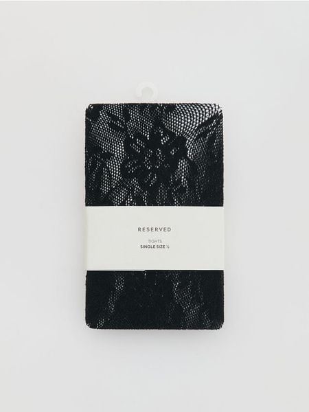 Koronkowe rajstopy - czarny. Czarne rajstopy i pończochy Reserved, bez wzorów, z koronki. Za 39.99 zł.