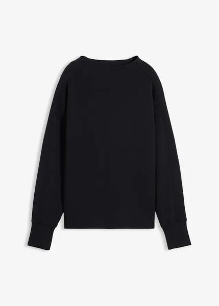 Bluza oversize z miękkiego materiału scuba. Zielone bluzy damskie bonprix, bez wzorów, bez ramiączek, bez kaptura. Za 94.99 zł.