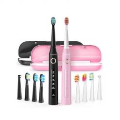 Szczoteczki soniczne do zębów z zestawem końcówek i etui FairyWill FW-507 (Czarna i Różowa). Czarne szczoteczki soniczne FairyWill. Za 139.00 zł.