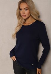 Granatowy Sweter o Klasycznym Kroju Irilians. Niebieskie swetry nierozpinane damskie Renee, m, bez wzorów, casualowe, bez kołnierzyka, bez ramiączek. Za 44.99 zł.