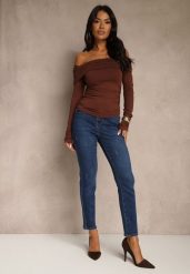Niebieskie Jeansy Skinny Regular Waist z Dodatkiem Wiskozy Zenesia. Niebieskie jeansy damskie Renee, bez wzorów, z jeansu, klasyczne. Za 119.99 zł.