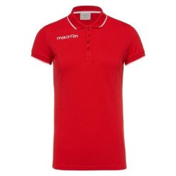 Damska koszulka polo Macron Desi. Czerwone bluzki damskie Macron, bez wzorów, bez kołnierzyka, bez ramiączek. Za 193.50 zł.