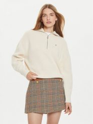 Tommy Hilfiger Sweter WW0WW42141 Écru Relaxed Fit. Swetry nierozpinane damskie Tommy Hilfiger, xl, bez wzorów, z bawełny, bez kołnierzyka, bez ramiączek. Za 399.99 zł.