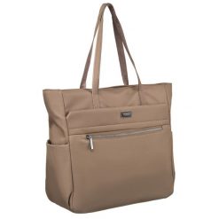 Shopper na ramię Peterson PTN CTY-10 beżowy. Brązowe shopperki damskie Peterson, bez wzorów, z nylonu, na ramię, bez dodatków. Za 89.99 zł.