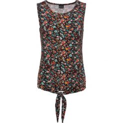 Top z przewiązaniem bonprix czarny w kwiaty. Czarne topy damskie bonprix, bez wzorów, bez kołnierzyka, bez ramiączek. Za 24.99 zł.