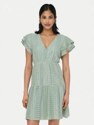 ONLY Sukienka letnia Helena 15303058 Zielony jasny Regular Fit. Zielone sukienki damskie ONLY, na lato, xl, bez wzorów, z bawełny, bez kołnierzyka, bez ramiączek. Za 199.99 zł.