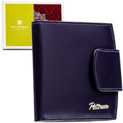 Skórzany, fioletowy portfel damski z systemem RFID, zamykany zatrzaskiem PTN RD-314-NGV-M Peterson. Fioletowe portfele damskie Peterson. Za 79.99 zł.