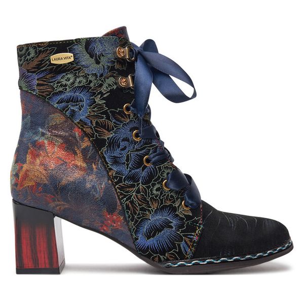 Botki Laura Vita. Niebieskie botki damskie Laura Vita, bez wzorów, bez obcasa, na słupku, bez zapięcia. Za 629.99 zł.