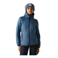 Kurtka Ocieplana Damska Rigain. Niebieskie kurtki sportowe damskie Regatta, m, bez wzorów, z materiału, bez ramiączek, z kapturem, trekkingowe. Za 154.99 zł.