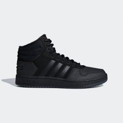 Buty męskie sportowe ocieplane Adidas HOOPS 2.0. Czarne buty sportowe męskie Adidas, bez wzorów, bez zapięcia, trekkingowe. W wyprzedaży za 219.00 zł.