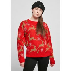 Bluza damska Urban Classics oversized christmaser. Czerwone bluzy damskie Urban Classics, na zimę, bez wzorów, bez ramiączek, bez kaptura. Za 214.00 zł.