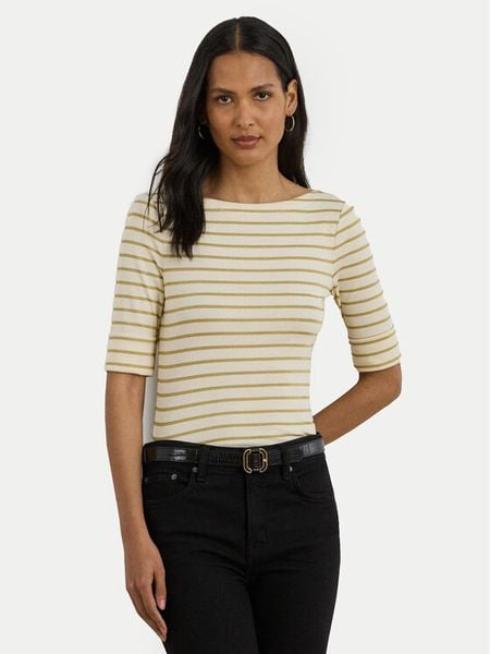 LAUREN RALPH LAUREN Bluzka 200980044001 Beżowy Slim Fit. Brązowe bluzki damskie Lauren Ralph Lauren, xl, bez wzorów, z bawełny, bez kołnierzyka, bez ramiączek. Za 339.99 zł.